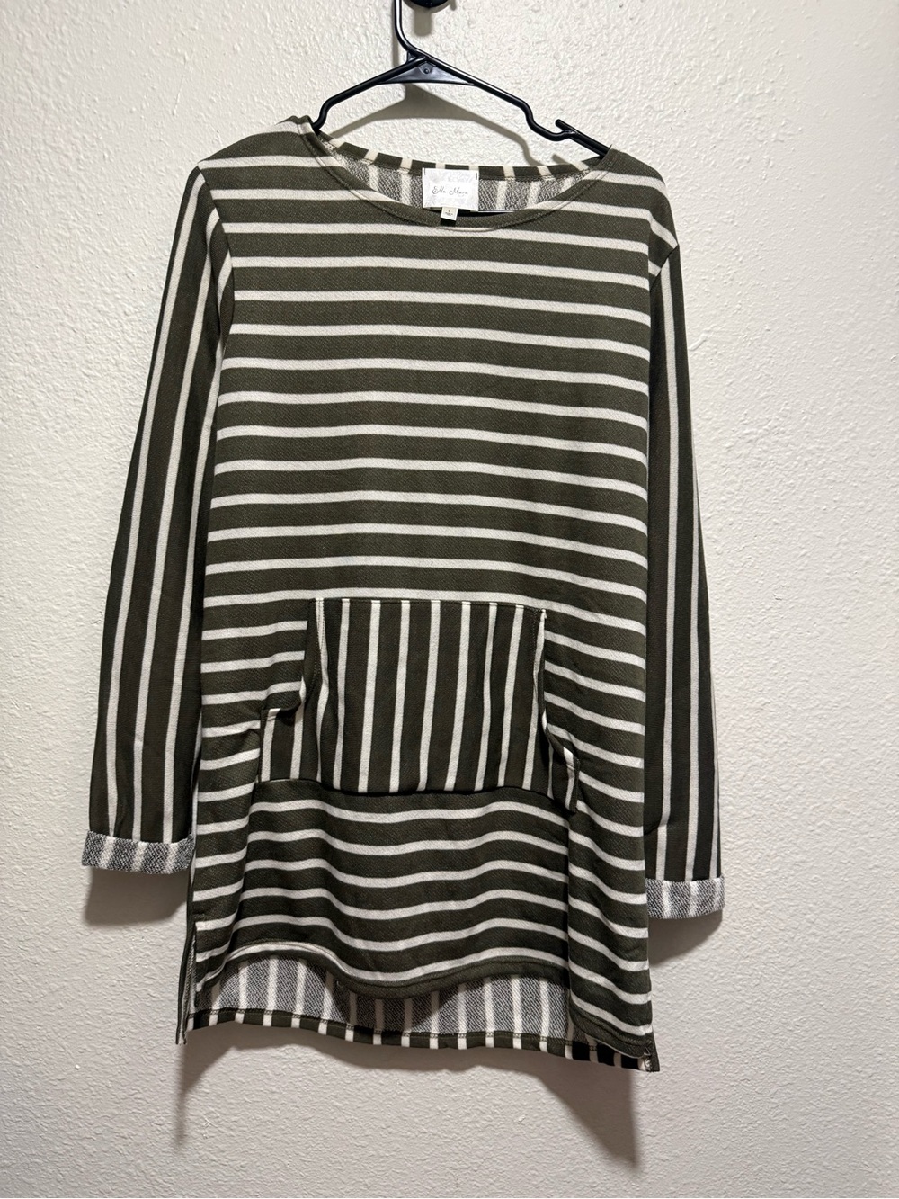 Olive & Cream Striped Long Sleeve Tunic Top